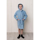 Халат для мальчика с капюшоном, рост 116 см, голубой, махра - Фото 1