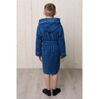 Халат для мальчика с капюшоном, рост 98 см, синий, махра - Фото 2