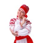 Русский женский костюм, блузка, юбка с фартуком, сорока, цвет красный, р-р 44, рост 172 см - Фото 2