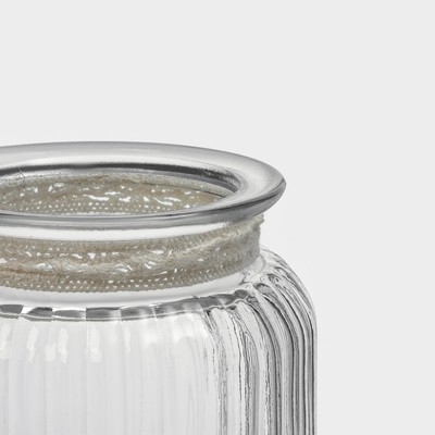Банка для сыпучих продуктов Доляна «Чайные беседы», 700 мл, 10.7×17 см, с керамической крышкой, стекло, прозрачная