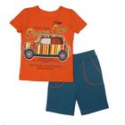 Комплект для мальчиков (джемпер, шорты), рост 98 см, цвет бирюзовый/оранжевый Н641 - Фото 1