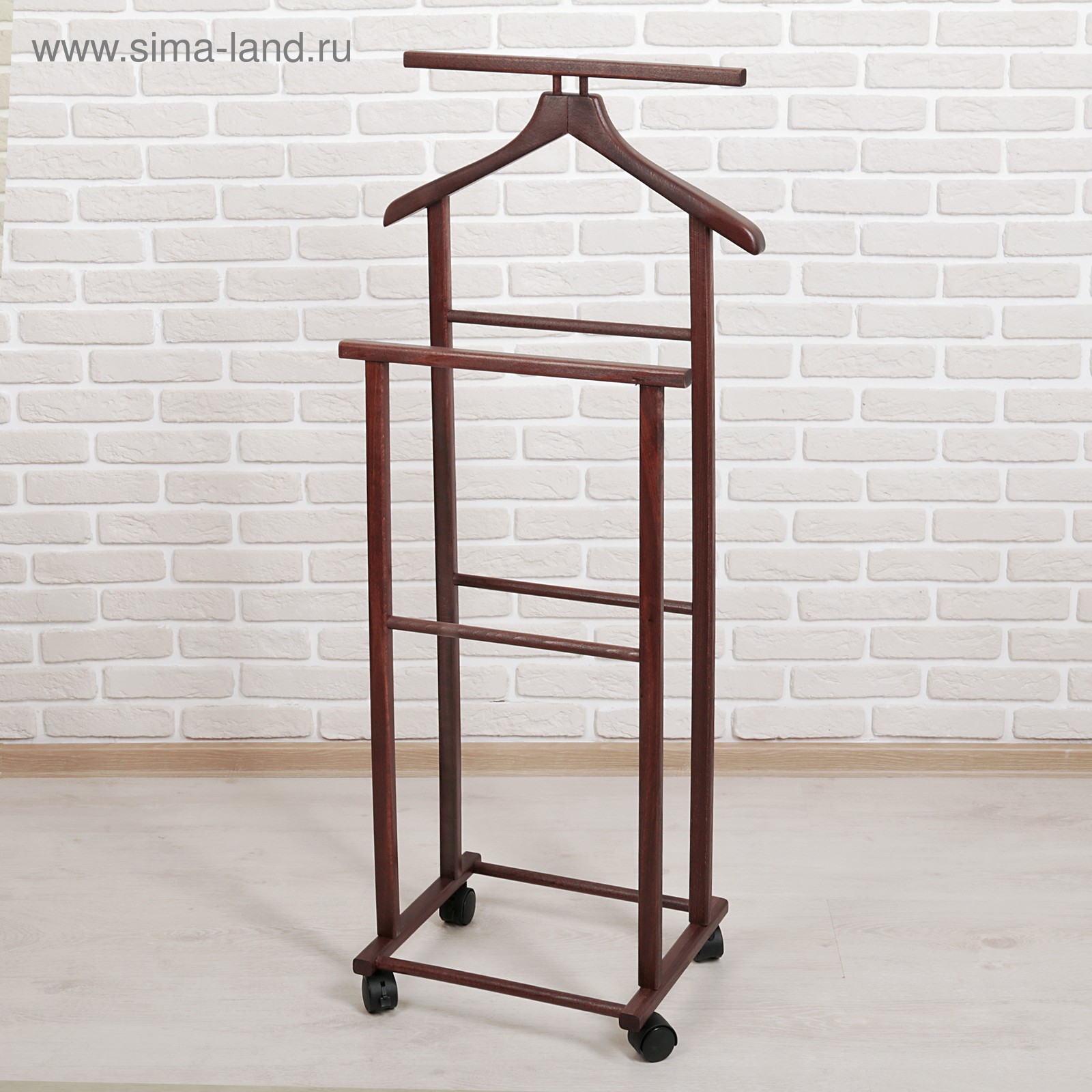 Вешалка костюмная на колёсиках Tet-a-Tet, 47×30×100 см, цвет тёмный бук ...