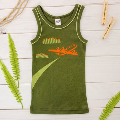 Майка для мальчика, цвет хаки, рост 86-92 см