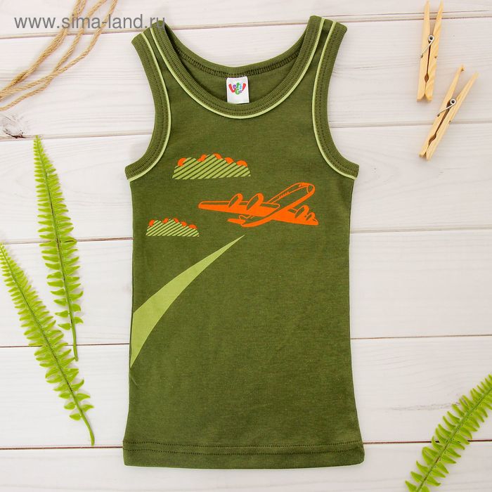 Майка для мальчика, цвет хаки, рост 86-92 см - Фото 1