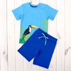 Комплект: футболка, шорты для мальчика, рост 92 см, цвет сине-голубой - Фото 1