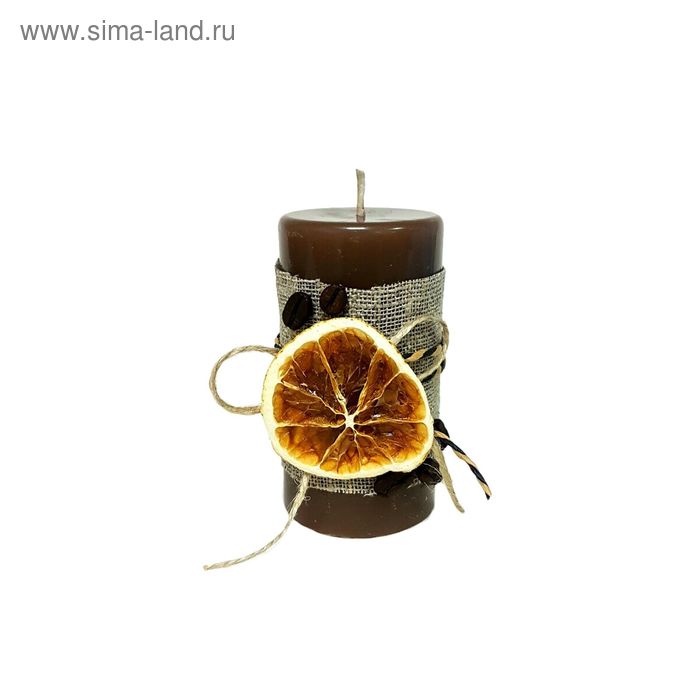 Свеча "Ручная работа" с декором "Кофе и апельсин" 5.2 × 9.5 см - Фото 1