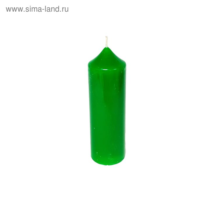 Свеча - цилиндр, 4 × 13,5 см, зелёная - Фото 1