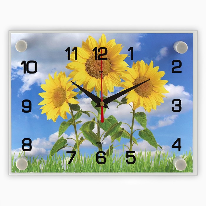 Часы настенные: Цветы, "Три подсолнуха", 20х26 см