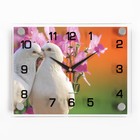 Часы-картина настенные, серия: Животный мир, "Белые голуби", плавный ход, 20 х 26 см - фото 8540813