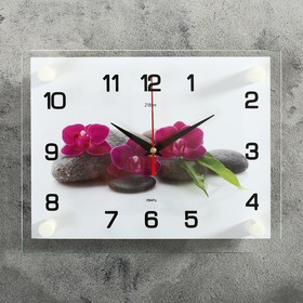 Часы настенные, серия: Цветы, "Цветки на камнях", 20х26 см  микс