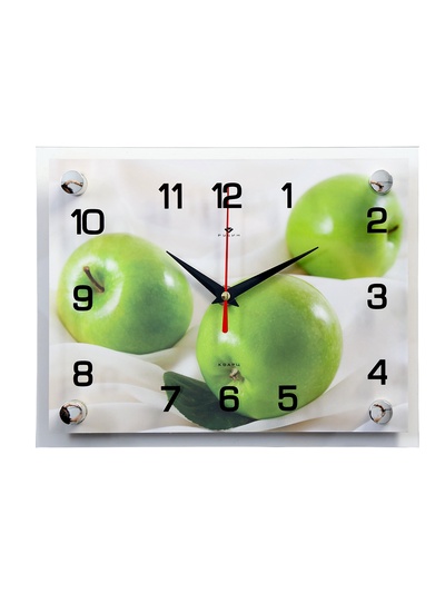 Часы настенные: Кухня, «Яблоки», бесшумные, 20×26 см