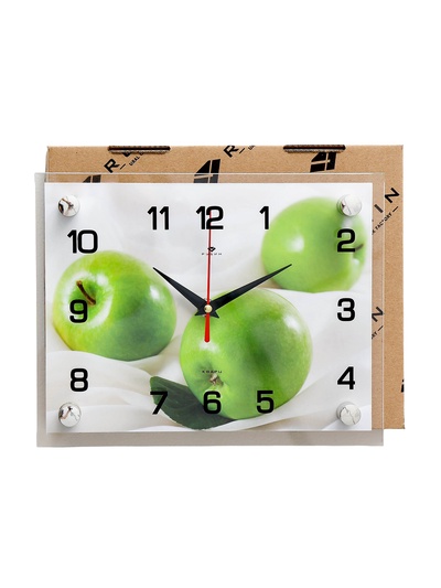 Часы настенные: Кухня, «Яблоки», бесшумные, 20×26 см