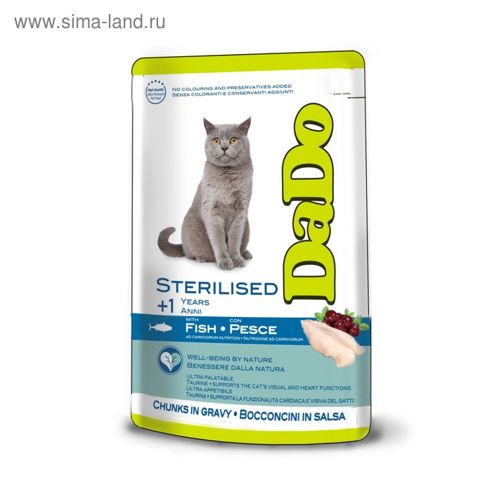 Паучи DaDo для стерилизованных кошек, с рыбой, 85 г. - Фото 1