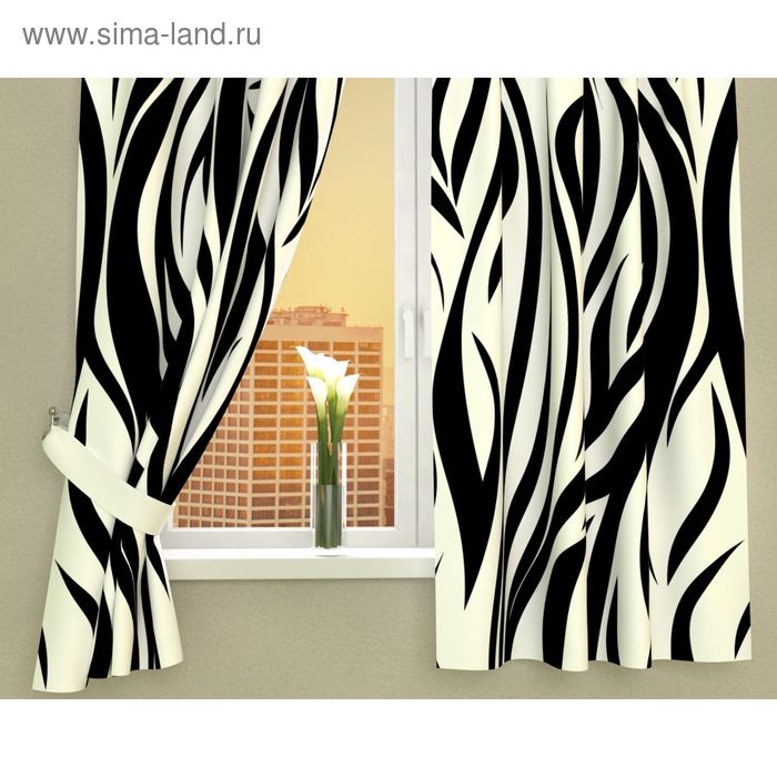 Фотошторы кухонные «Узор - зебра», размер 145х160 см - 2 шт, габардин - Фото 1