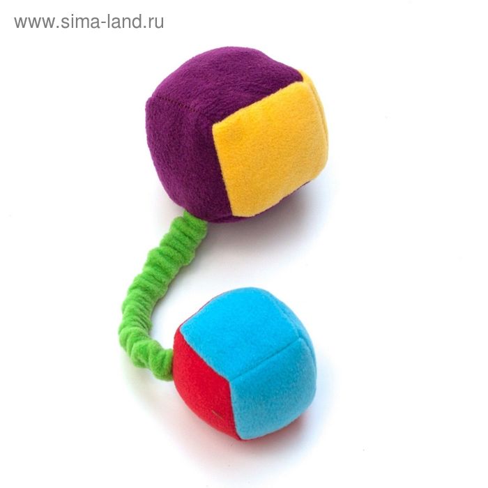 Игрушка для собак OSSO «Кубики» на резинке с пищалками, 20 см, флис - Фото 1
