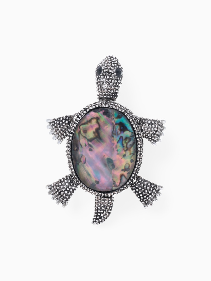 Брошь «Галиотис» черепашка, в черненом серебре - Фото 1