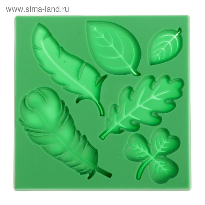 Молд для творчества "Перышки и листочки", 8 х 8 см - Фото 1