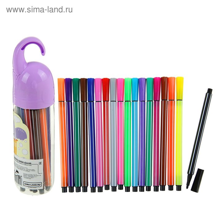 Фломастеры, 18 цветов, в тубусе, вентилируемый колпачок, «Слон» - Фото 1