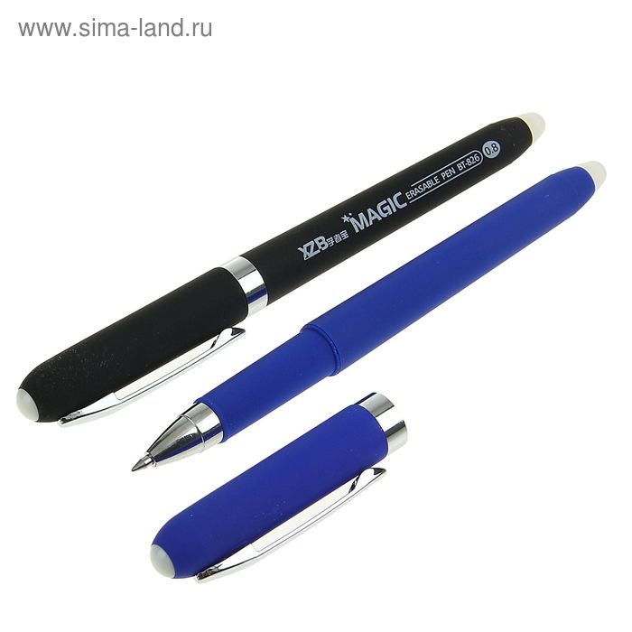 Ручка шариковая со стираемыми чернилами, линия 0,8 мм, стержень синий, корпус прорезиненный МИКС (штрихкод на штуке) - Фото 1