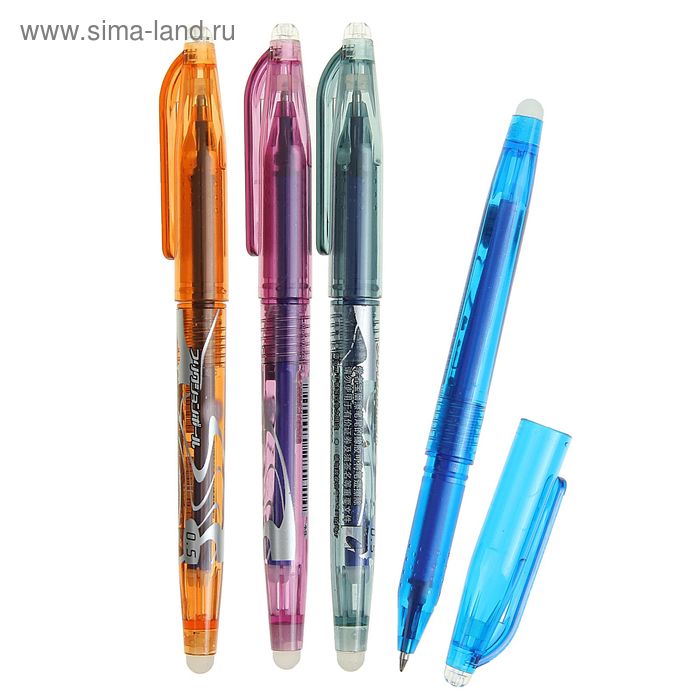 Ручка шариковая со стираемыми чернилами, линия 0,5 мм, стержень синий, корпус МИКС (штрихкод на штуке) - Фото 1