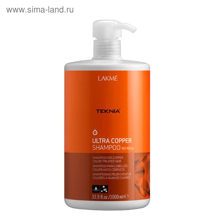 Шампунь, освежающий цвет медных оттенков волос Lakme Teknia Ultra Copper Refresh, 1 л - Фото 1