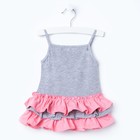 Платье для девочки, рост 92 см, цвет серый меланж/розовый - Фото 3