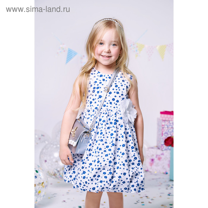 Платье нарядное для девочки, рост 116 см, цвет белый/синий - Фото 1