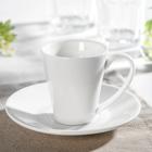 Кофейная пара фарфоровая Wilmax, 2 предмета: кружка 110 мл, блюдце d=13,2 см, цвет белый - фото 297878515