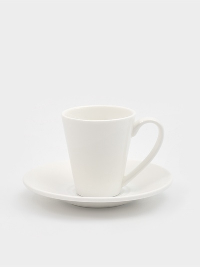 Кофейная пара Wilmax, кружка 110 мл, блюдце d=13.2 см, фарфор, белая