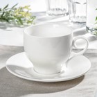 Чайная пара фарфоровая Wilmax, 2 предмета: чашка 330 мл, блюдце d=15,6 см, цвет белый - Фото 1