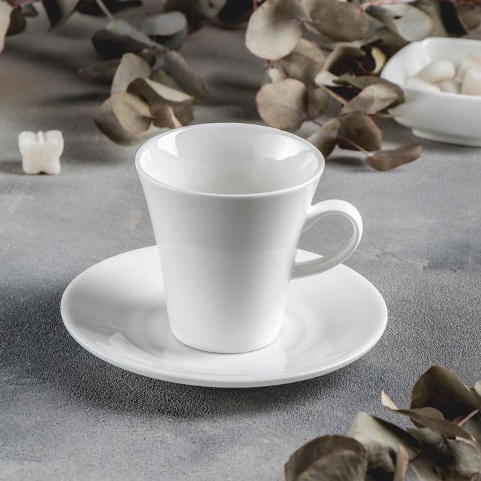 Чашка фарфоровая чайная с блюдцем, 210 мл, d=14,5 см - Фото 1