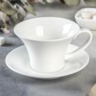 Чайная пара фарфоровая Wilmax, 2 предмета: чашка 400 мл, блюдце d=18,4 см, цвет белый - фото 297878525