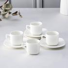 Сервиз чайный Wilmax Ilona, 8 предметов: 4 чашки 90 мл, 4 блюдца, белый - Фото 1