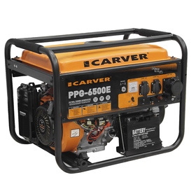 Генератор CARVER PPG- 6500Е, бензиновый, 5/5.5 кВт, 220 В, 25 л, электронный старт 2328949