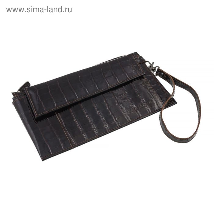 Портмоне женское, отдел для купюр, для монет, для кредитных карт, внешний карман, цвет тёмно-коричневый - Фото 1