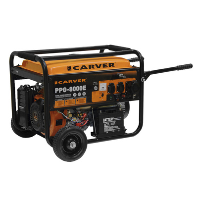 Генератор CARVER PPG- 8000Е, бенз., 6.0/6.5 кВт, 220 В, бак 25 л, эл.старт
