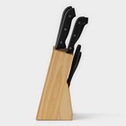 Набор ножей кухонных на подставке Доляна, 6 предметов: ножи 8 см, 11 см, 13 см, 19 см, 20 см, ножницы, цвет чёрный - Фото 3