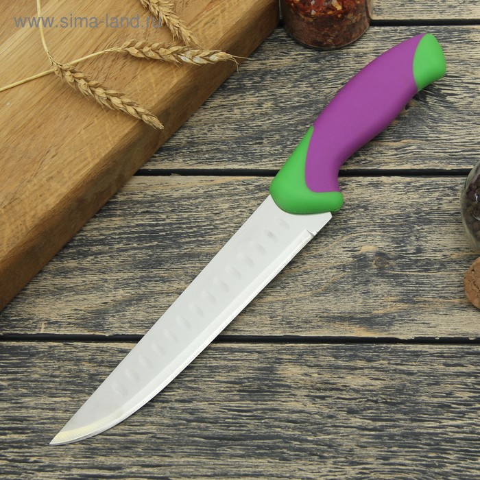 Нож кухонный Доляна «Брайт», лезвие 20 см, с воздушными карманами - Фото 1