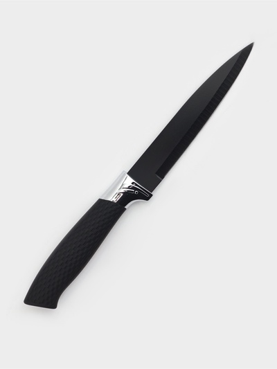 Нож кухонный с антиналипающим покрытием Доляна «Супер-блэк», лезвие 12 см, чёрный