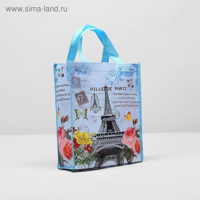 Сумка хозяйственная "Города", 1 отдел, цвет голубой - Фото 1