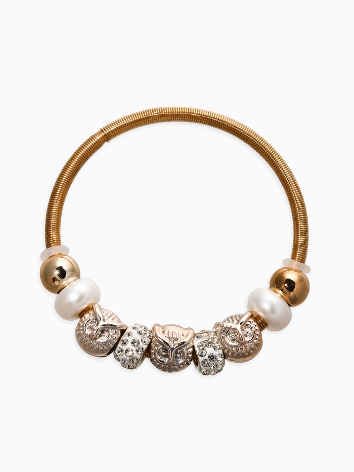 Браслет жемчуг «Марджери» сова, цвет белый в золоте, d=6.5 см - Фото 1