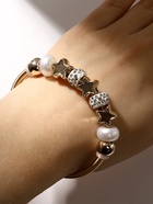 Браслет с шармами «Марджери», жемчуг, звёзды, белый в золоте, d=6.5 см - Фото 2