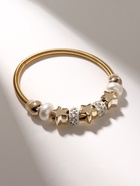 Браслет с шармами «Марджери», жемчуг, звёзды, белый в золоте, d=6.5 см - фото 63031049