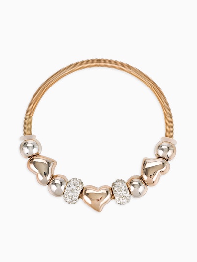 Браслет с шармами «Марджери», зтразы, сердце, белый в золоте, d=6.5 см