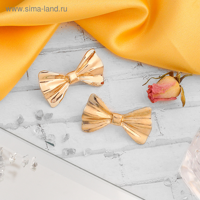 Серьги металл «Бант», цвет золото - Фото 1