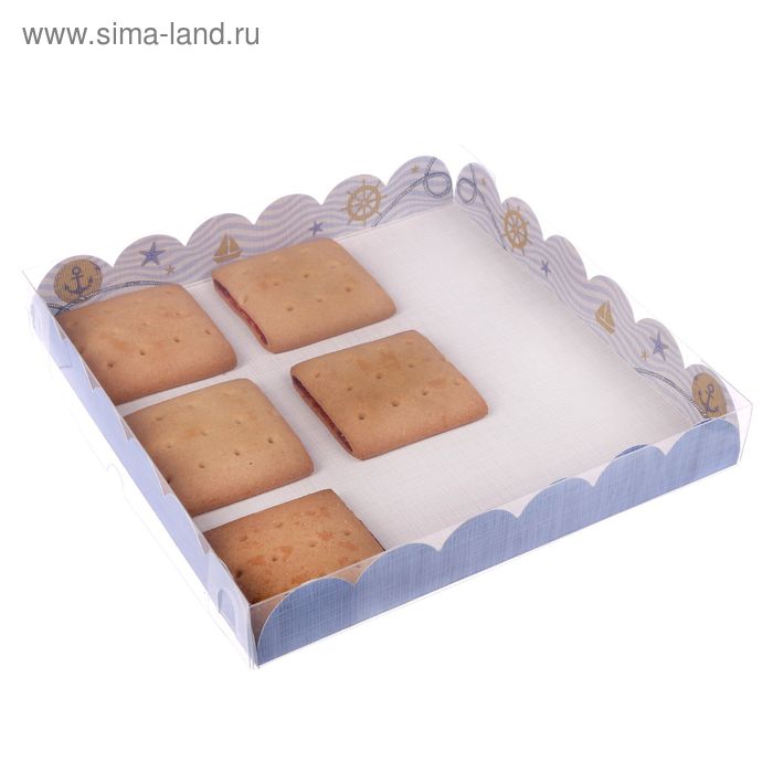 Коробка для кондитерских изделий с PVC крышкой "Море", 21 х 21 х 3 см - Фото 1
