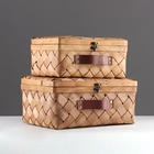 Чемоданы плетёные, 2 шт , с натуральным декором, 34.5 х 25 х 16 - 29 х 20 х 13.5 см - фото 26008072