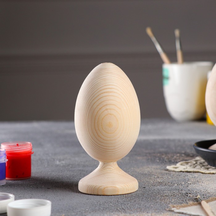 Яйцо пасхальное, деревянное, на подставке, декупаж, 12,5-11 х 7-6,5 см - Фото 1