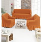 Чехол для мягкой мебели DO&CO DIVAN KILIFI 3-х предметный, светло-оранжевый, п/э - Фото 1