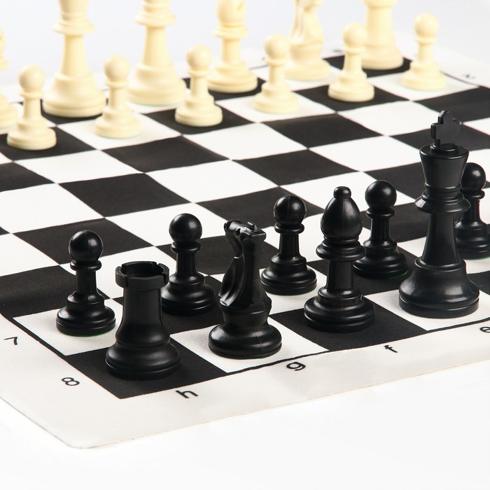 Шахматы в пакете, фигуры (пешка h-4.5 см, ферзь h-7.5 см), поле 50 х 50 см - фото 1906852122